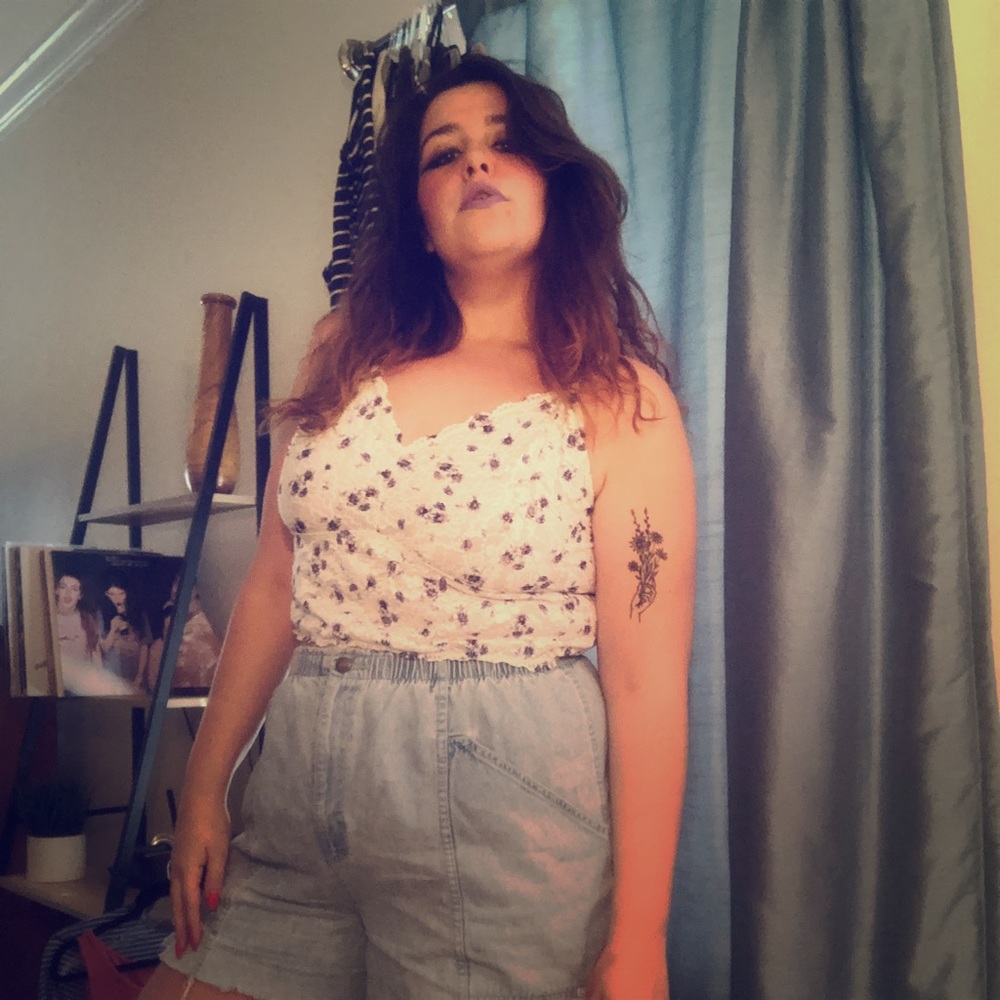 Lacy floral cropped cami